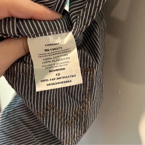 Wrangler Striped Cotton Overalls Toddler 12 Month Snap Legs Lightweight - Picture 5 of 8